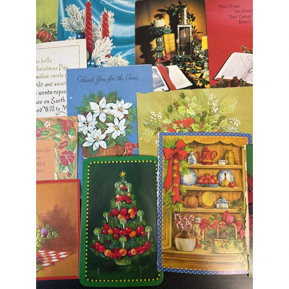 Vintage Christmas Cards Fronts ONLY Traditional Scrapbooking Decoupage Lot 50+
